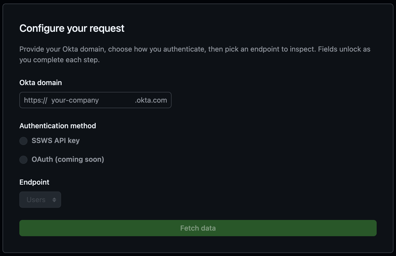 Okta Data Fetcher preview
